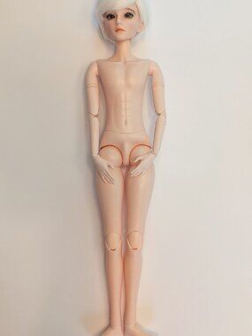 1/3 (60cm) Handpainted BJD Doll: 21 Movable Joints, 3D Eyes (Blue), White Wig
